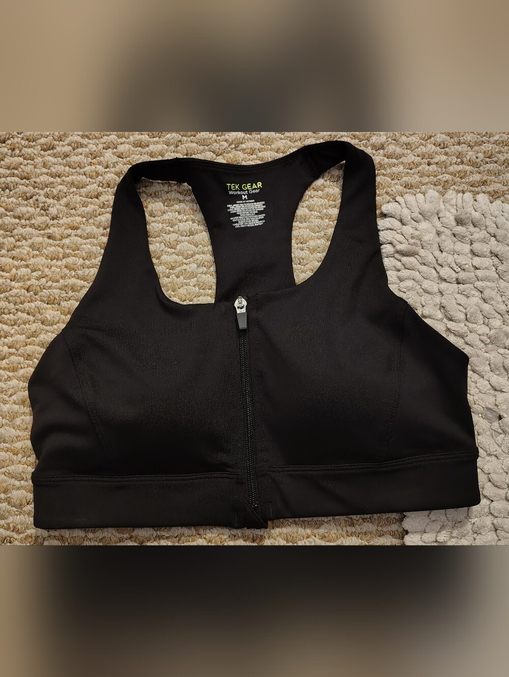 tek gear Black Front-Zip Racerback Sports Bra